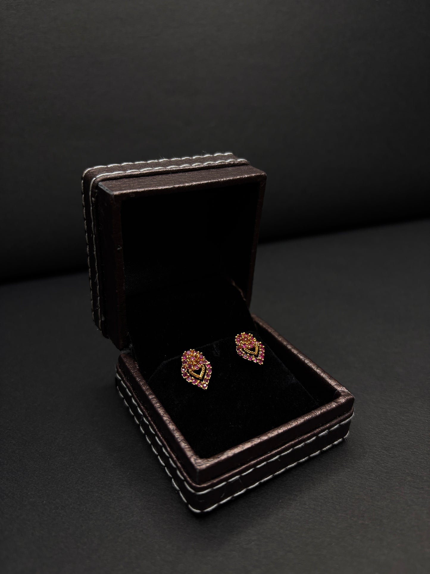 Gold-Plated Pink AD Diamond Necklace with Matching Earrings (JYO5029)