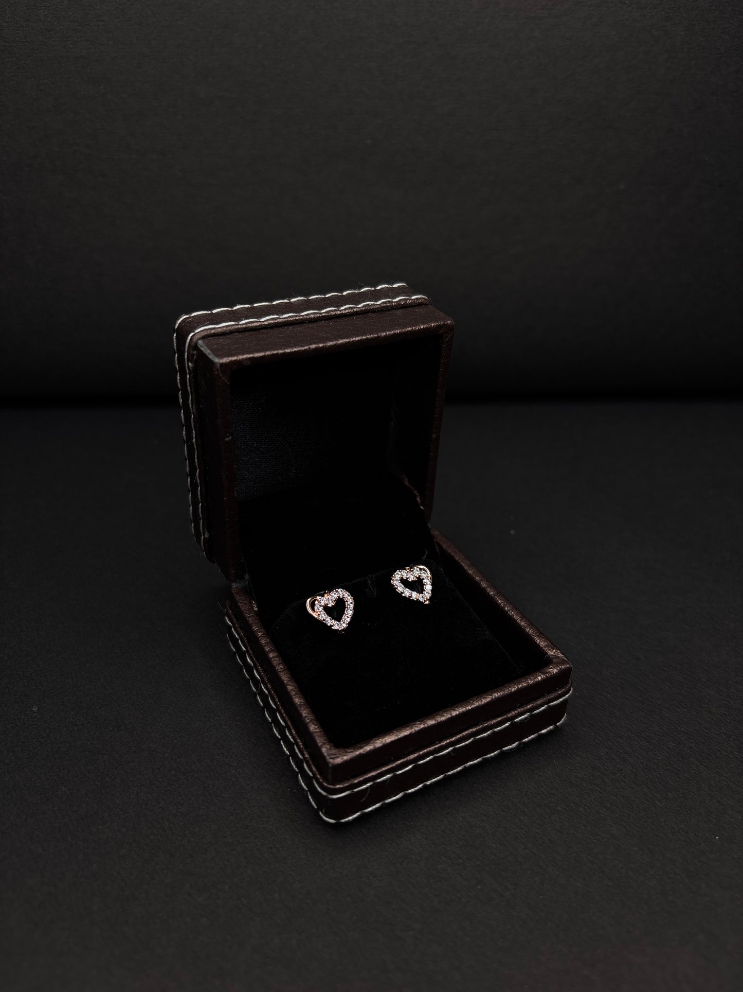 Rose Gold AD Diamond Heart Pendant Necklace with Earrings (JYO8138)