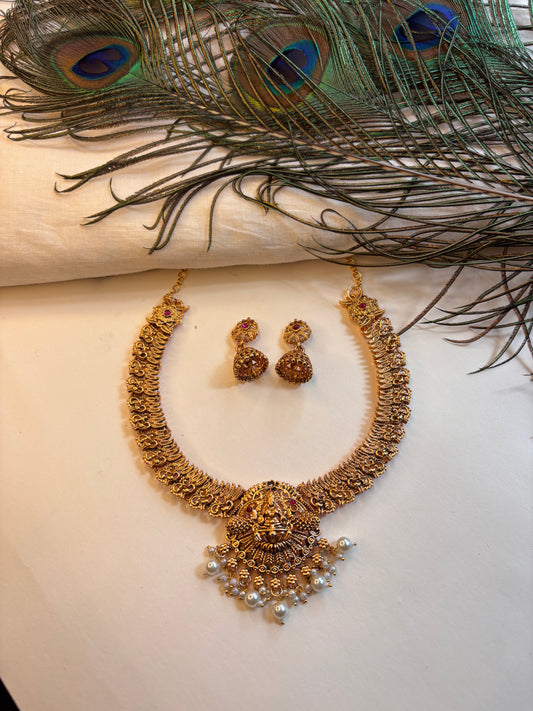 Antique Lakshmi Temple Jewellery Set with Earrings (JYO7133)