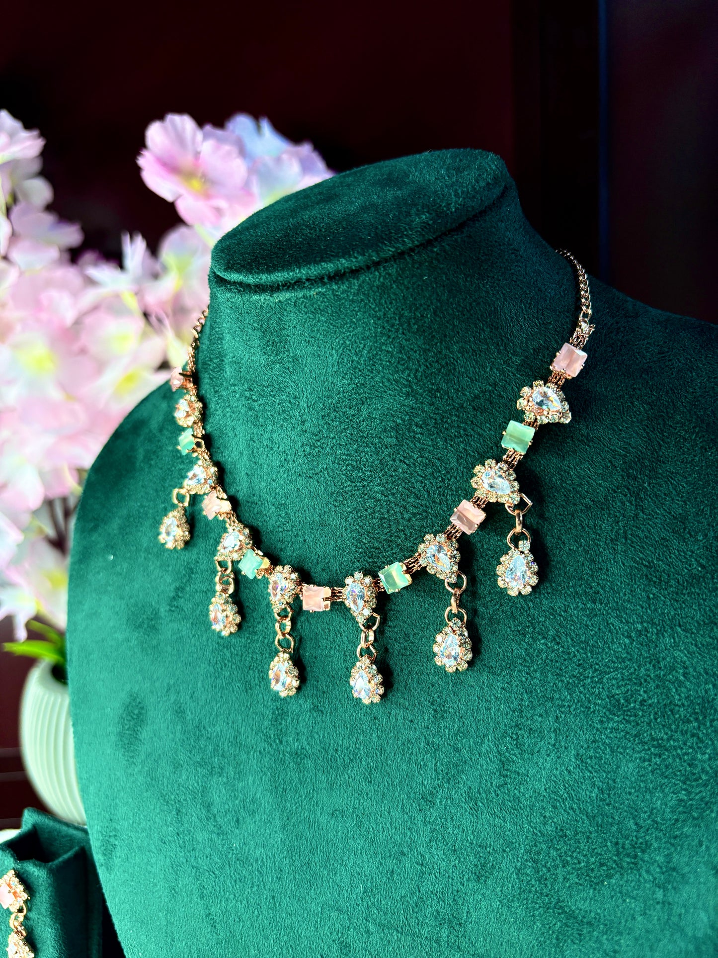 Crystal Drop Necklace Set