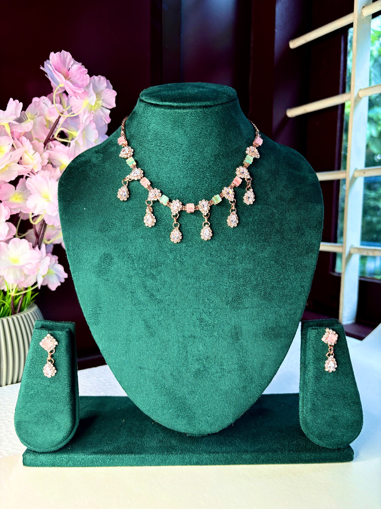 Crystal Drop Necklace Set