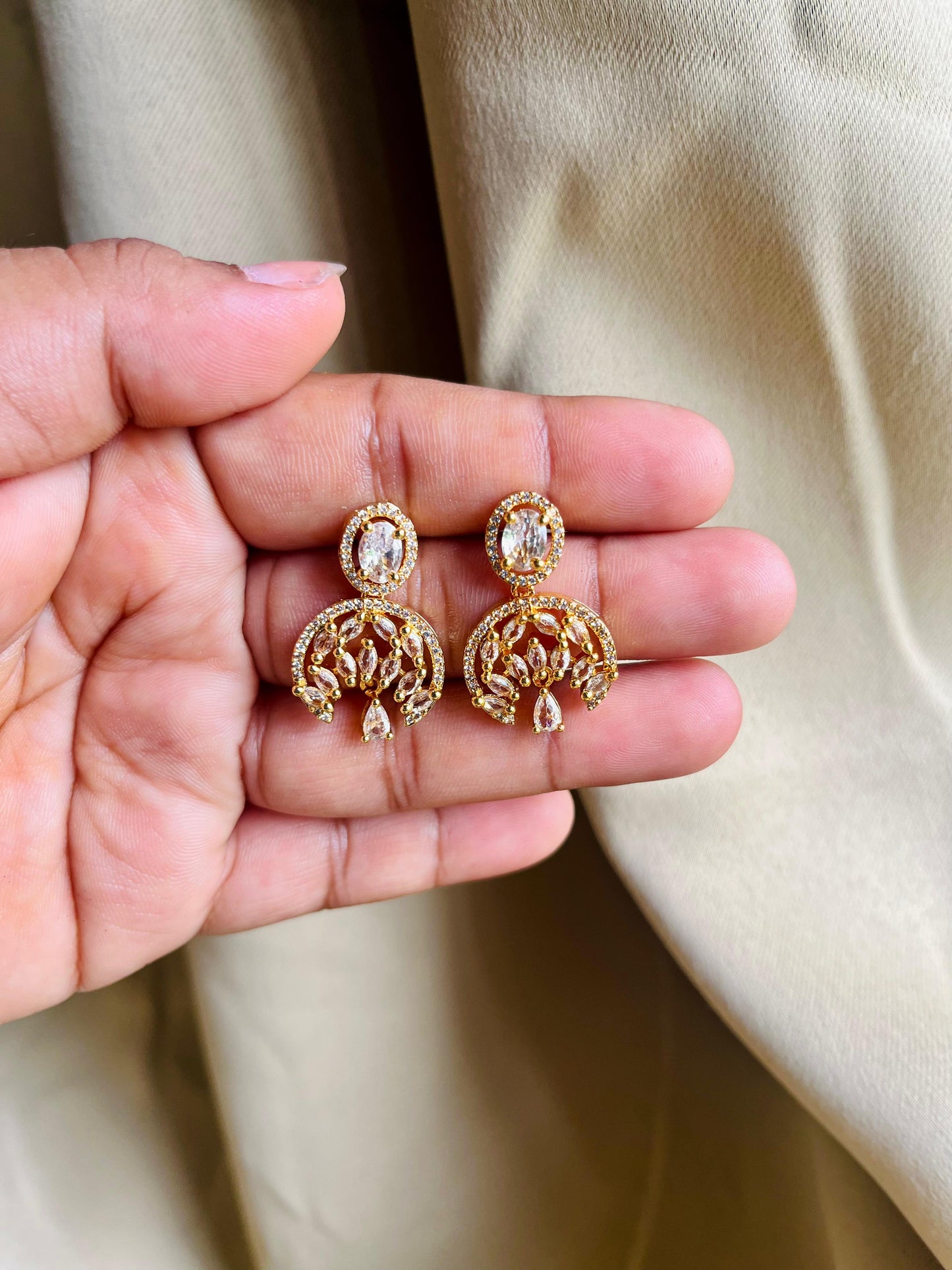 Gold plated AD diamond stone earrings (JYO4332)