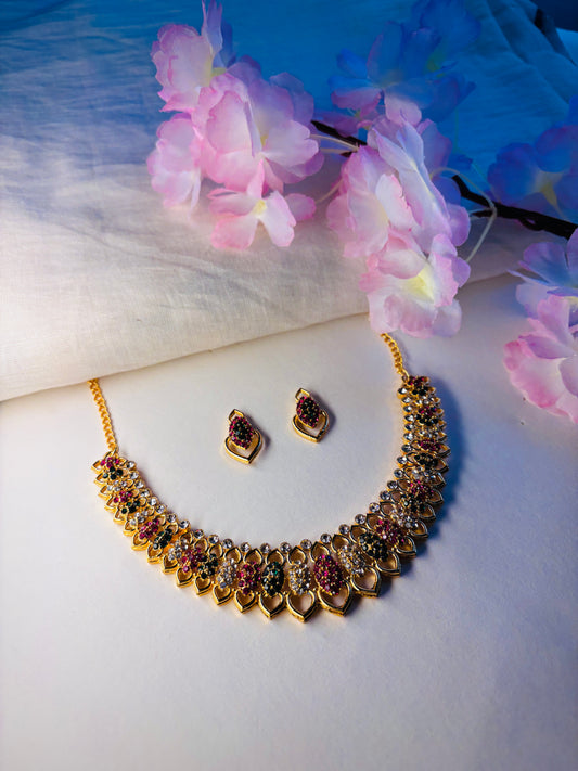 AD Diamond Necklace Set with Earrings (JYO7123)