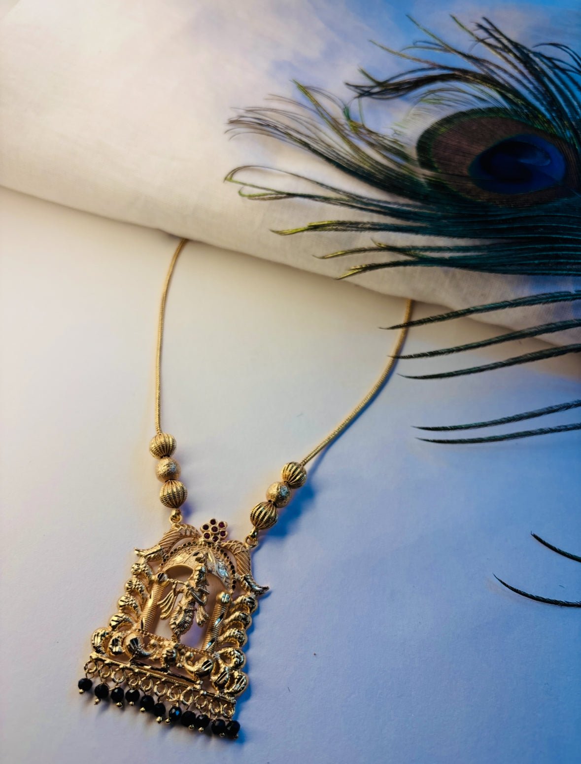 Traditional Krishna Haaram / Gold Plated (JYO9135)