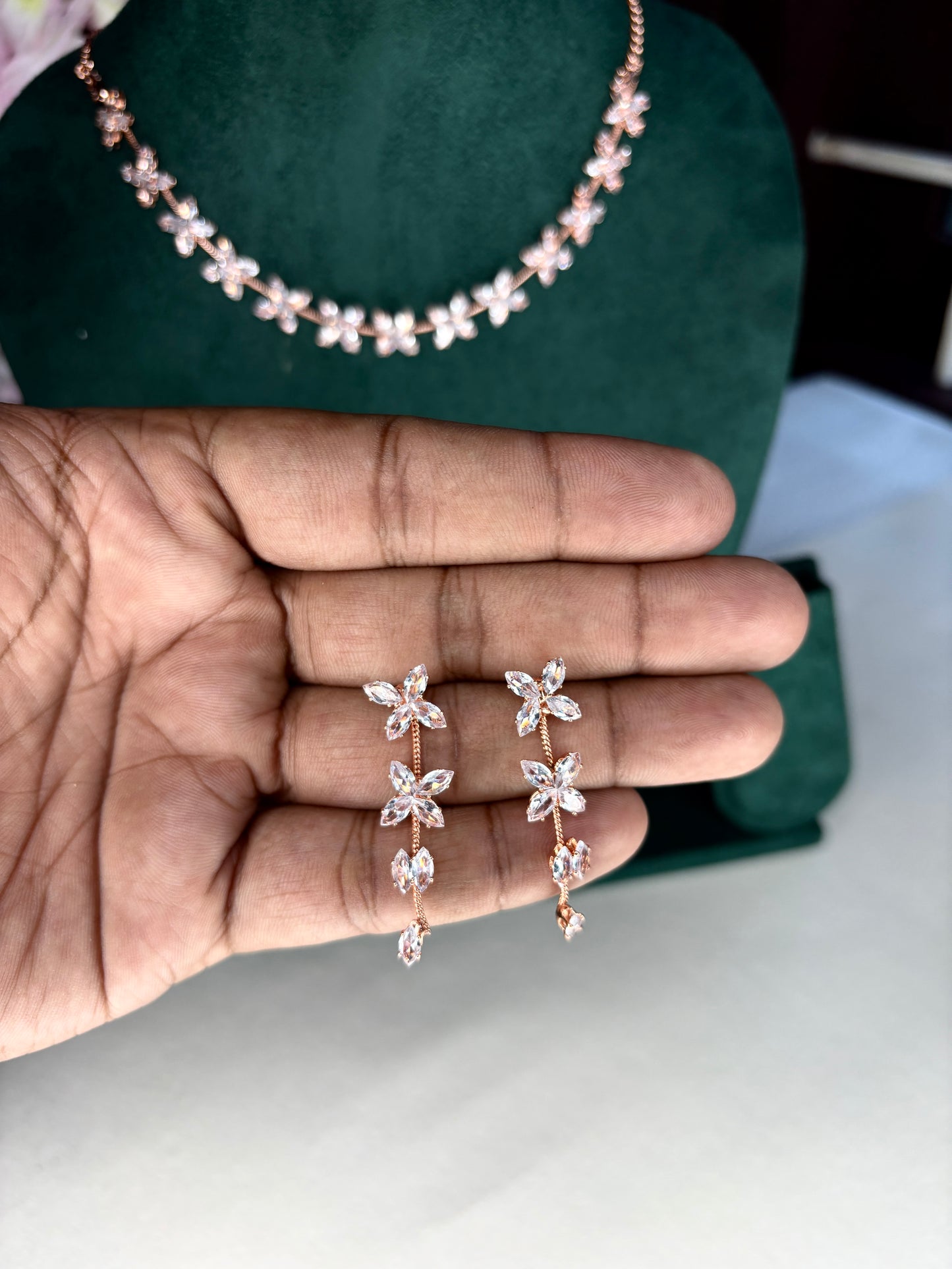 Crystal Drop Necklace Set