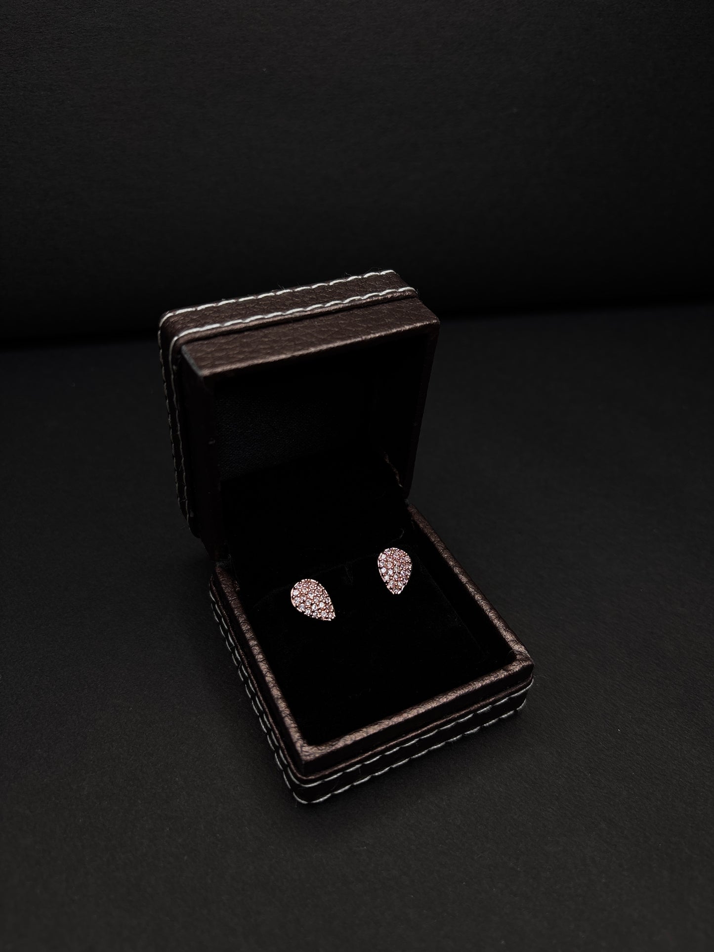 Rose Gold-Plated AD Teardrop Pendant Necklace with Matching Earrings (JYO8161)