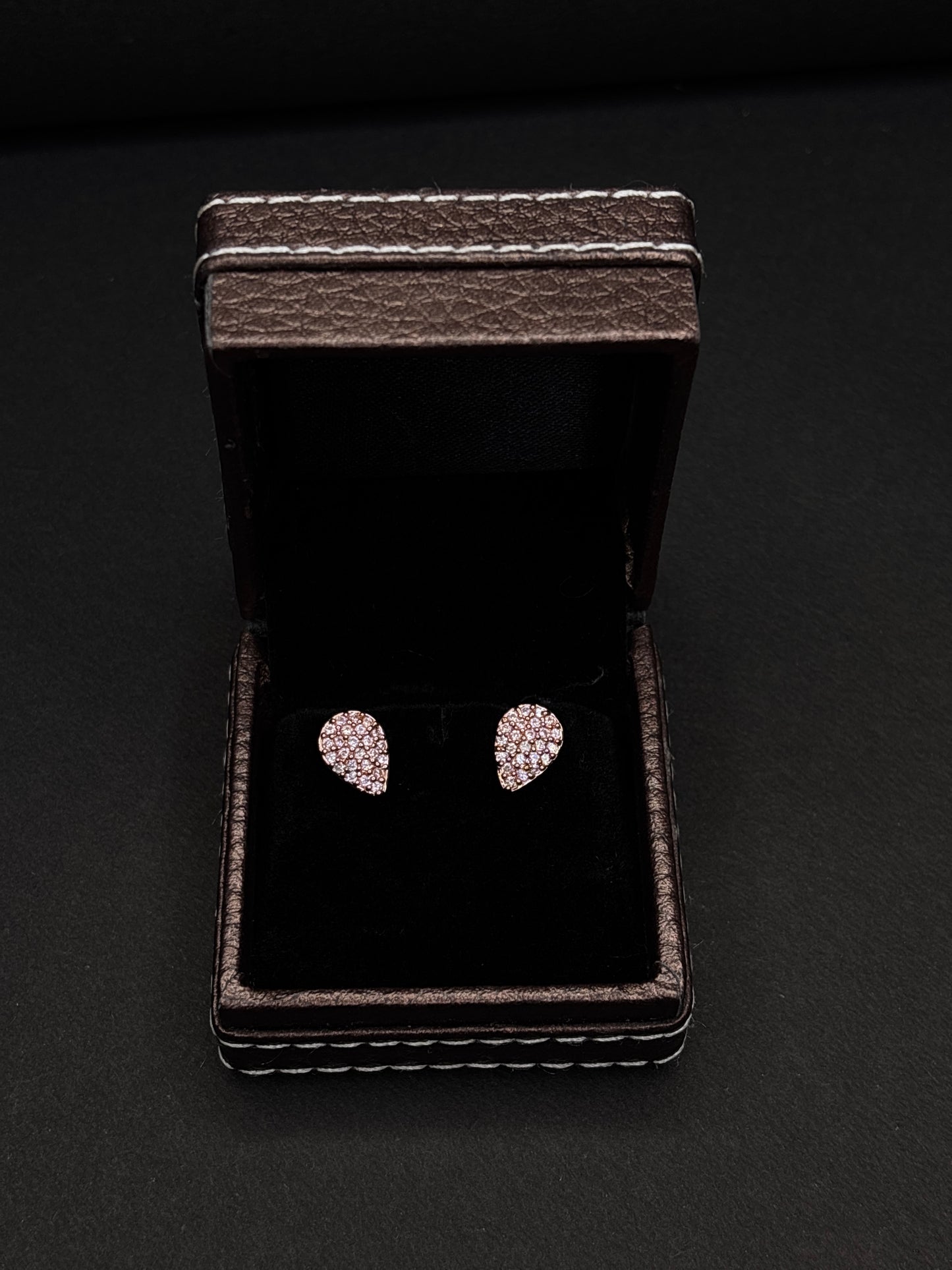 Rose Gold-Plated AD Teardrop Pendant Necklace with Matching Earrings (JYO8161)