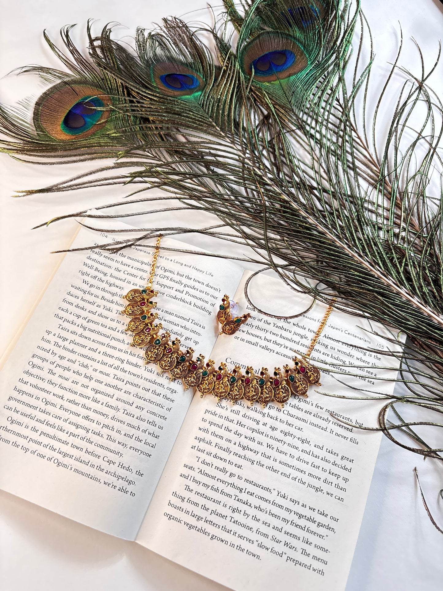 Traditional Lakshmi Kasumala Peacock Design Chocker  Necklace with Earrings (JYO7125)